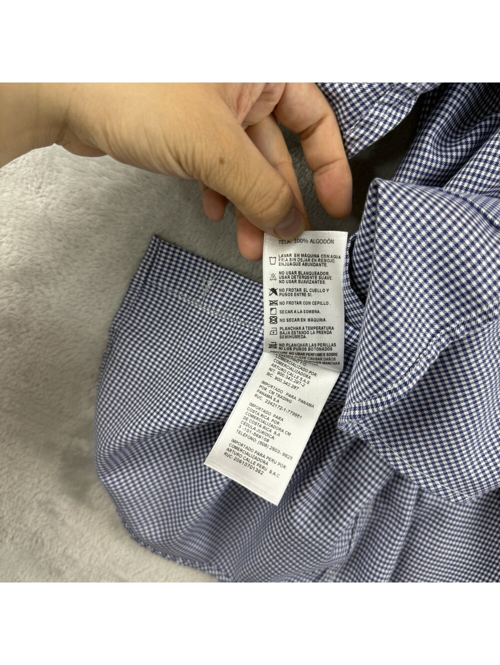 Arturo Calle Mens M Blue Check Dress Shirt Regular Fit Long Sleeve Button Preppy - Picture 6 of 11